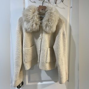 Zara removable fur trim sweater - size L